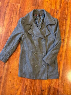 Alpine Swiss Gray Double-Breasted Pea Coat